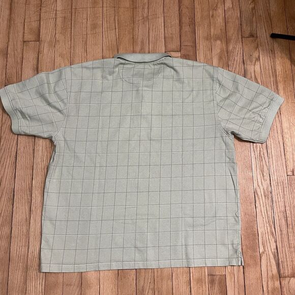Arrow Men Polo Shirt XXL Green Plaid Short Sleeve Collar Casual Pullover Buttons - Picture 9 of 10